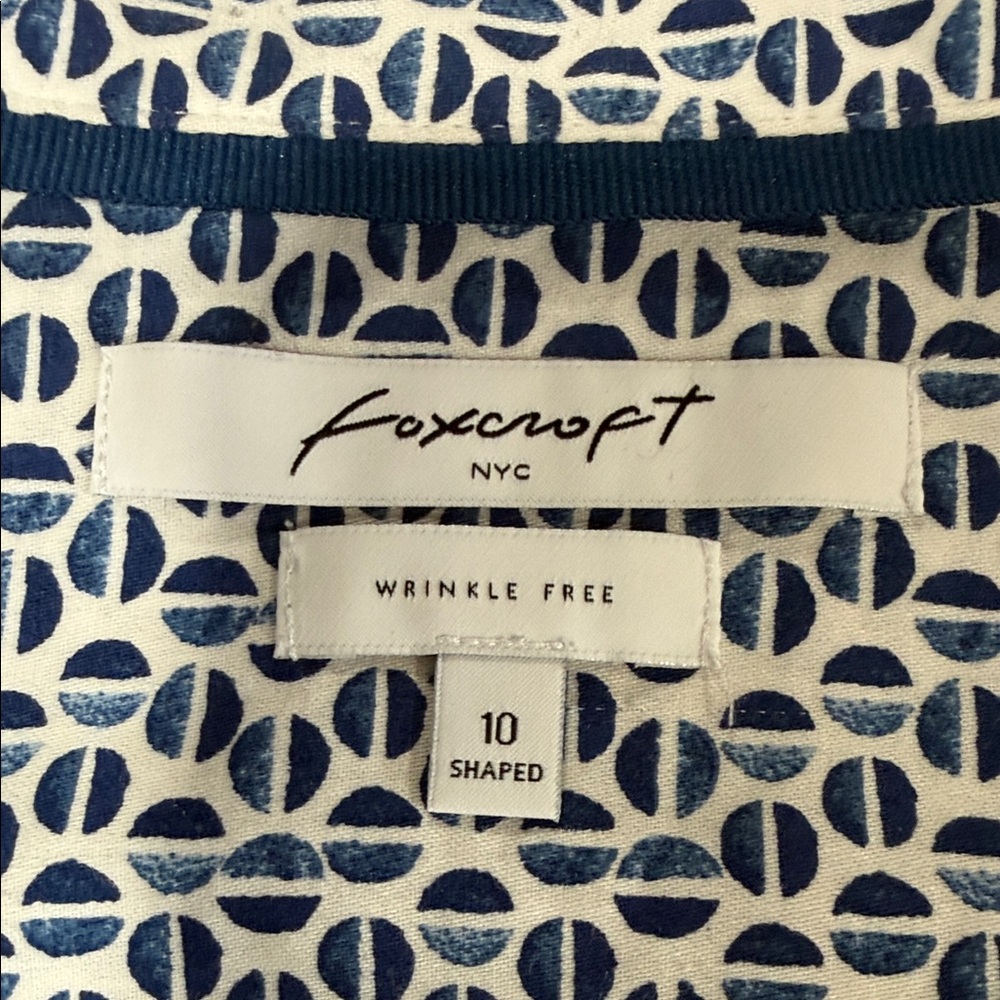 Foxcroft Navy and White Geometric Shirt